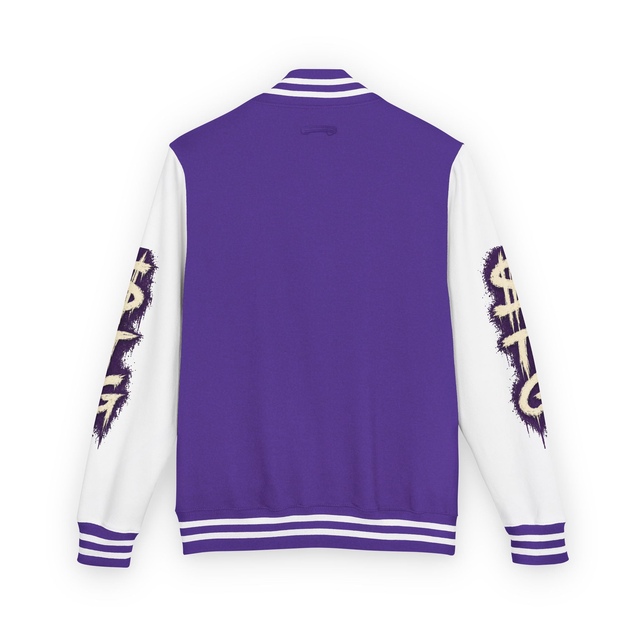 $TG *LIMITED RELEASE* Letterman Jacket — Retro Purple Graffiti Sleeve Varsity Jacket with Pocket Crest