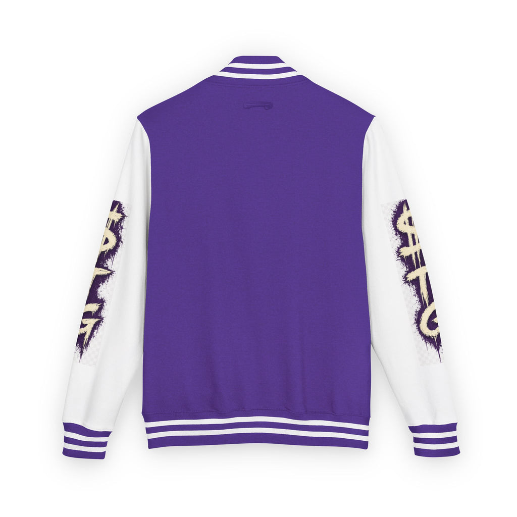 $TG *LIMITED RELEASE* Letterman Jacket — Retro Purple Graffiti Sleeve Varsity Jacket with Pocket Crest