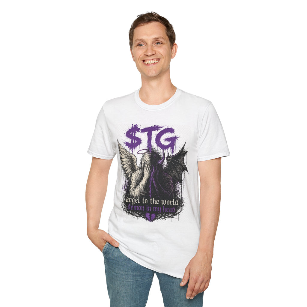 $TG Blessed n Cursed - Graphic T-Shirt — "Angel to the world, Demon in my heart" Gothic Tee