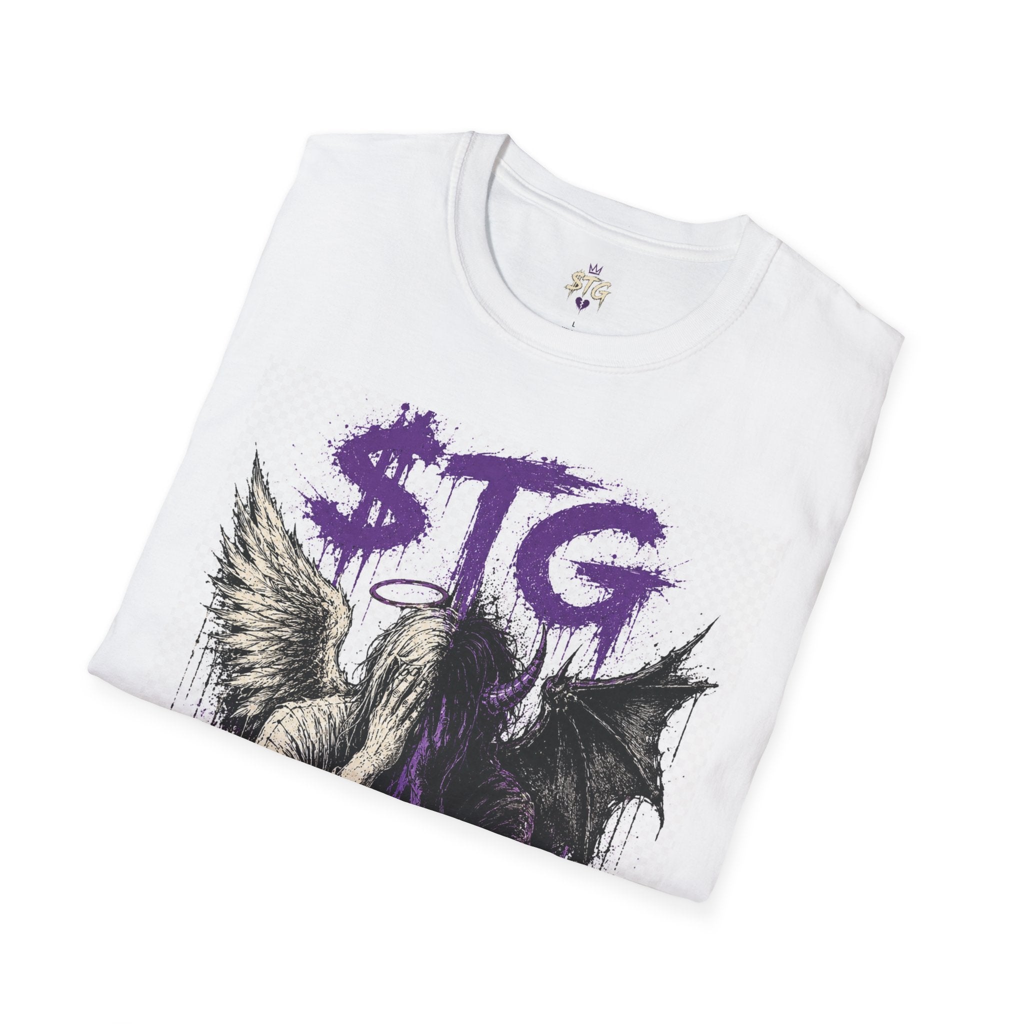 $TG Blessed n Cursed - Graphic T-Shirt — "Angel to the world, Demon in my heart" Gothic Tee
