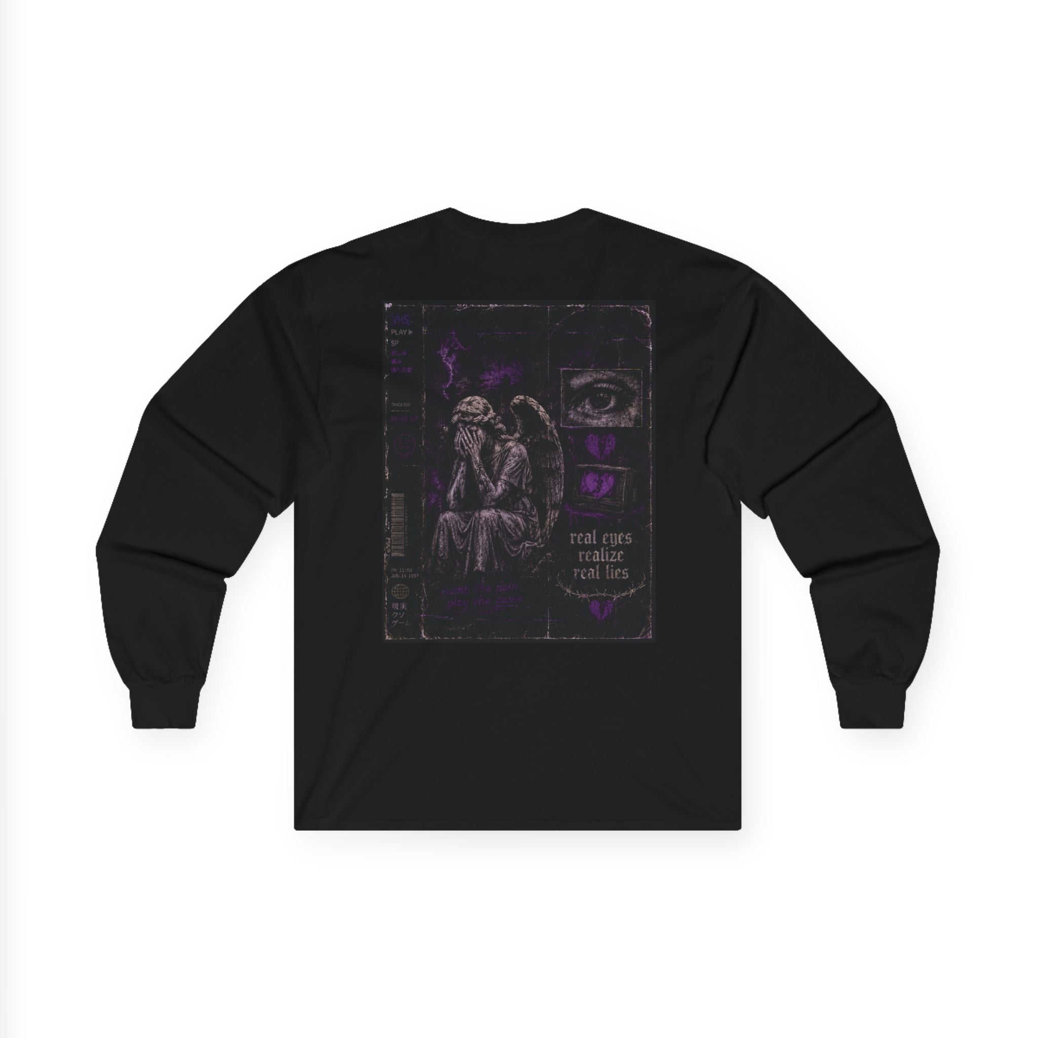 $TG Long Sleeve Tee — Gothic Angel Graphic Tee (Purple Noir)