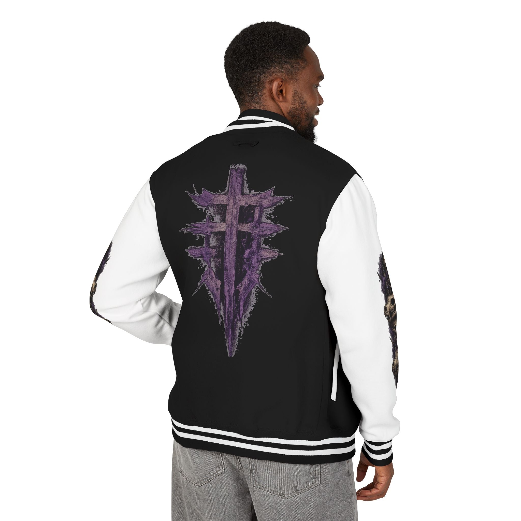 $TG Letterman Jacket — Gothic Purple Cross Emblem