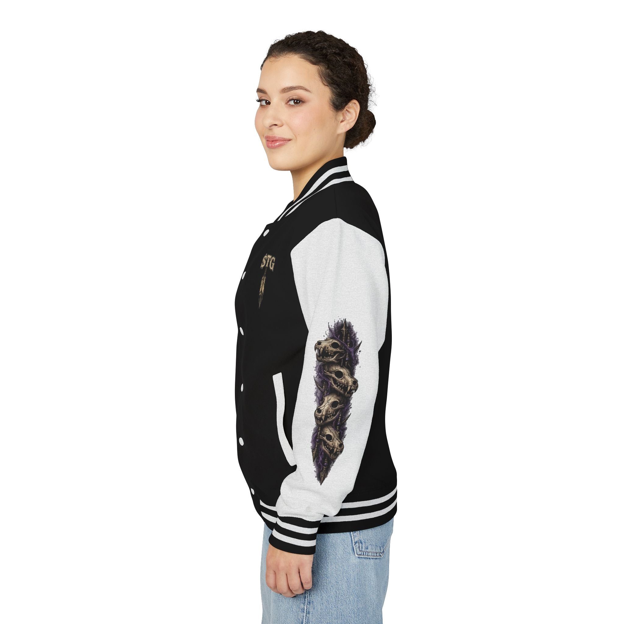 $TG Letterman Jacket — Gothic Purple Cross Emblem