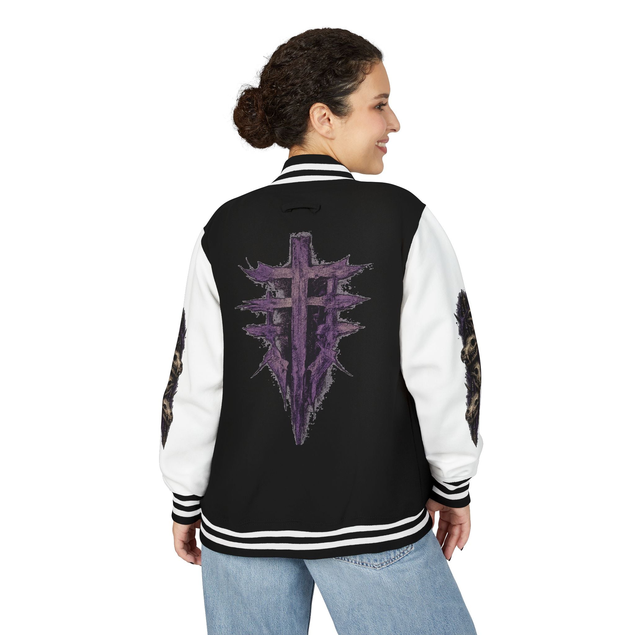 $TG Letterman Jacket — Gothic Purple Cross Emblem