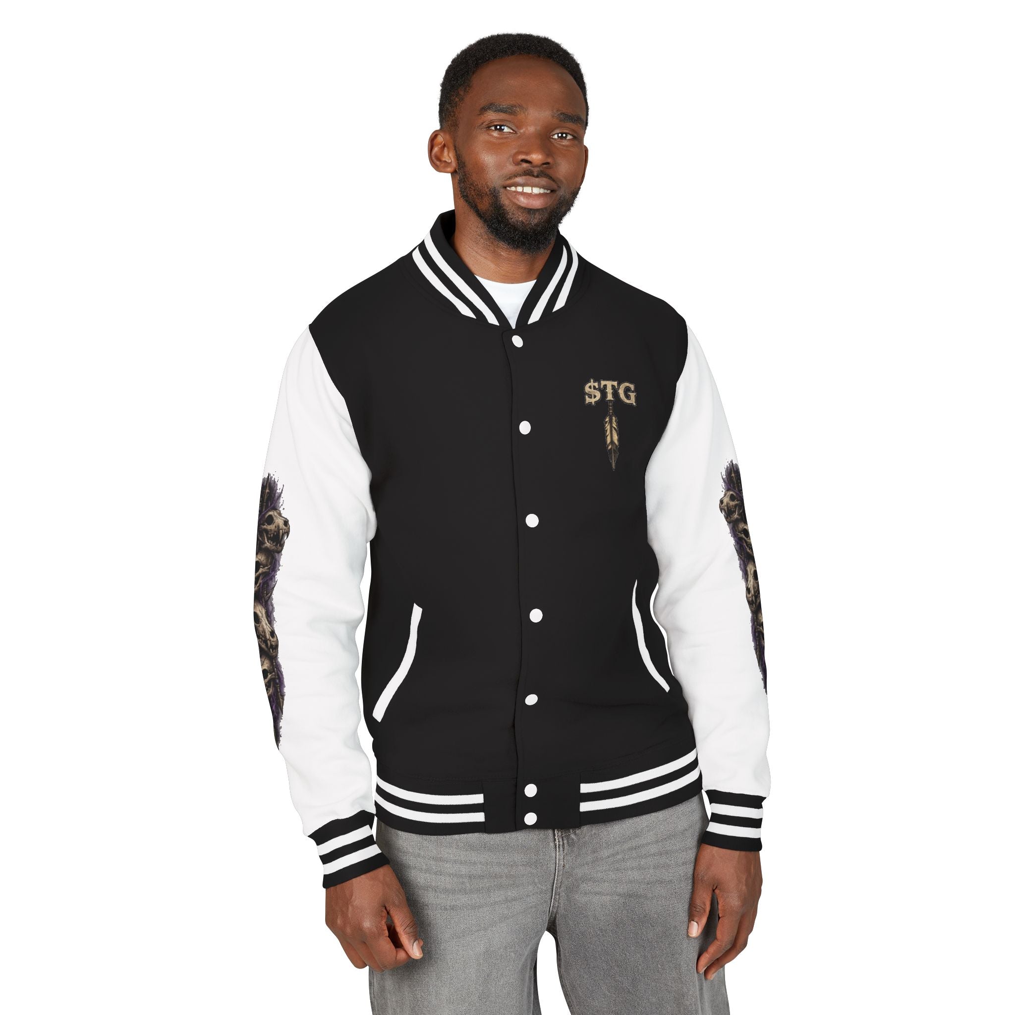 $TG Letterman Jacket — Gothic Purple Cross Emblem