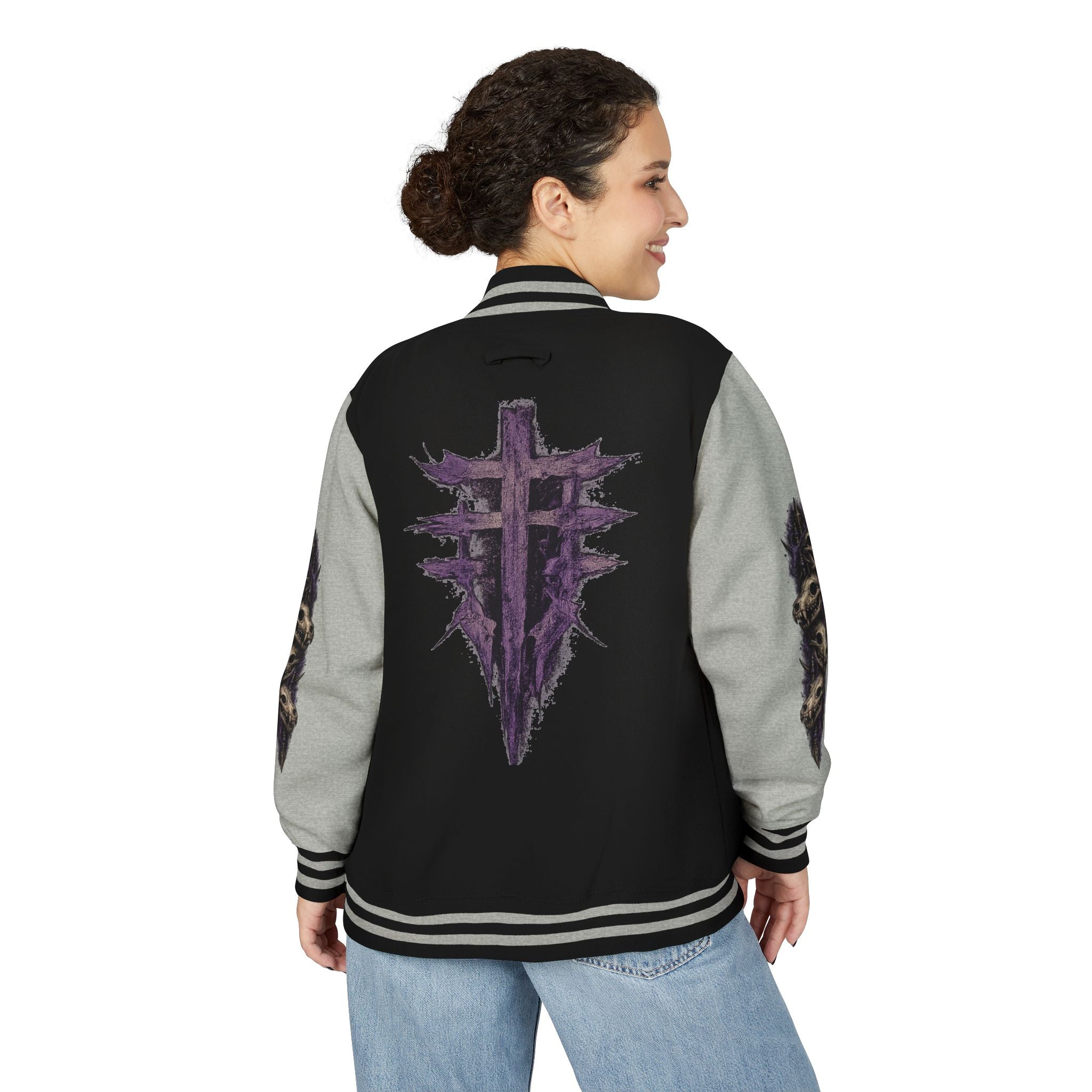 $TG Letterman Jacket — Gothic Purple Cross Emblem