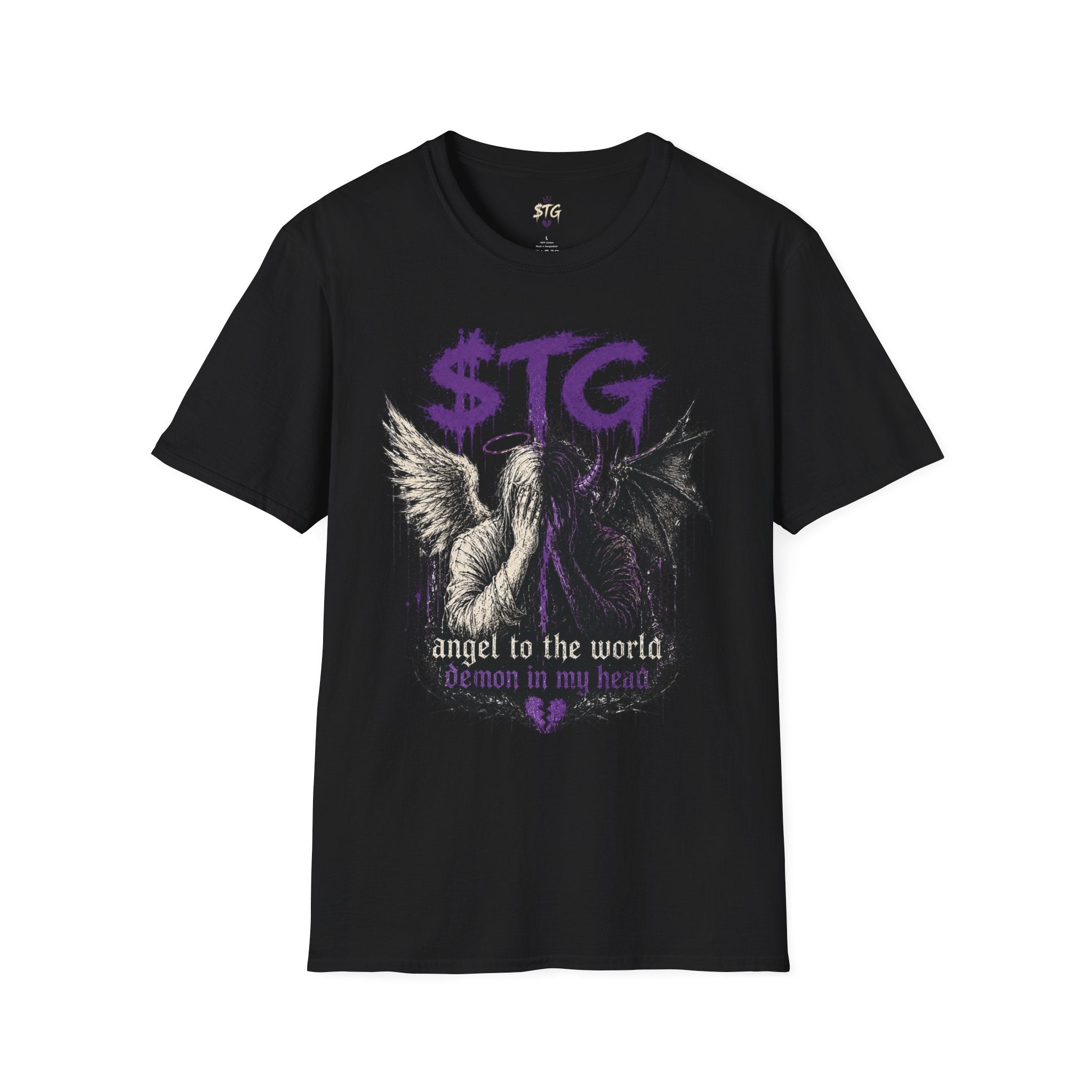 $TG Blessed n Cursed - Graphic T-Shirt — "Angel to the world, Demon in my heart" Gothic Tee