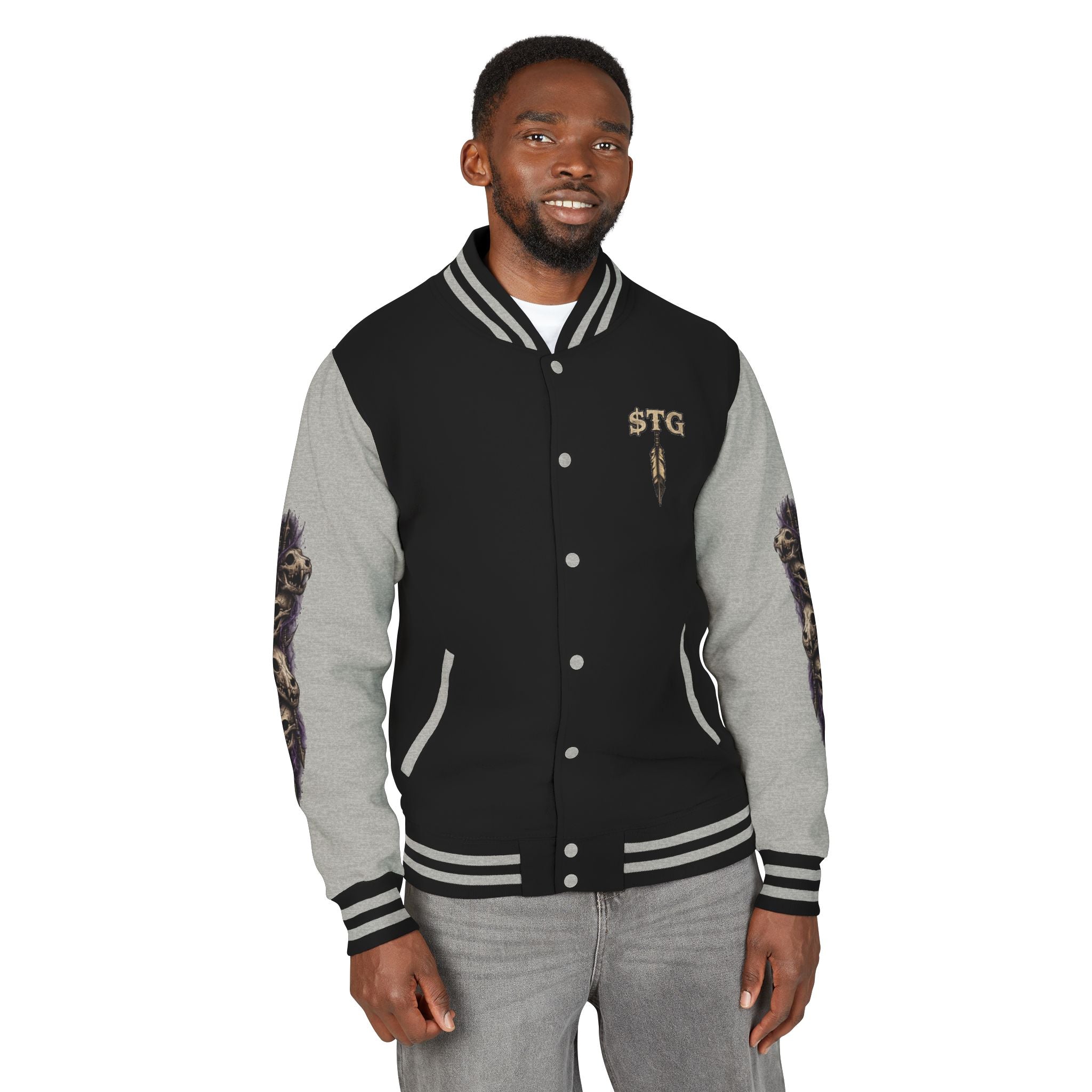 $TG Letterman Jacket — Gothic Purple Cross Emblem