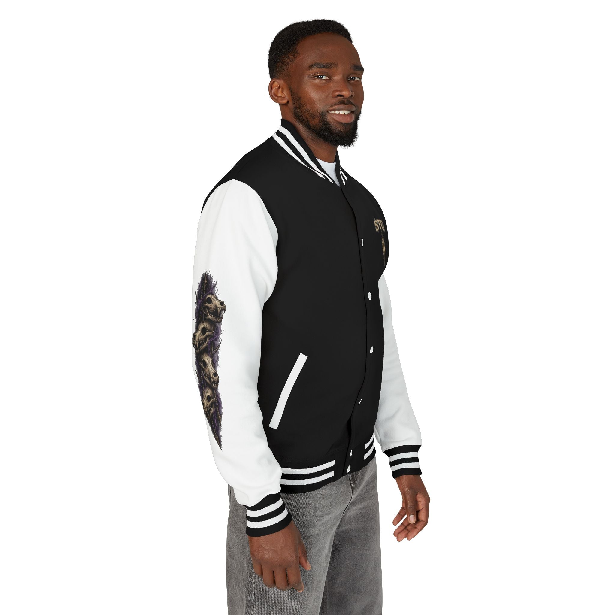 $TG Letterman Jacket — Gothic Purple Cross Emblem