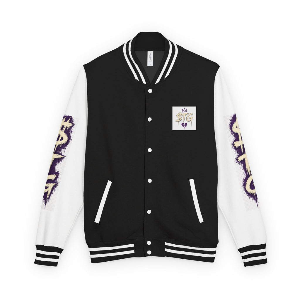 $TG *LIMITED RELEASE* Letterman Jacket — Retro Purple Graffiti Sleeve Varsity Jacket with Pocket Crest