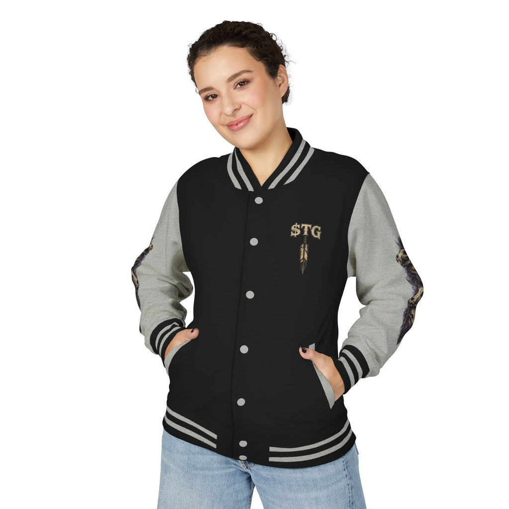 $TG Letterman Jacket — Gothic Purple Cross Emblem