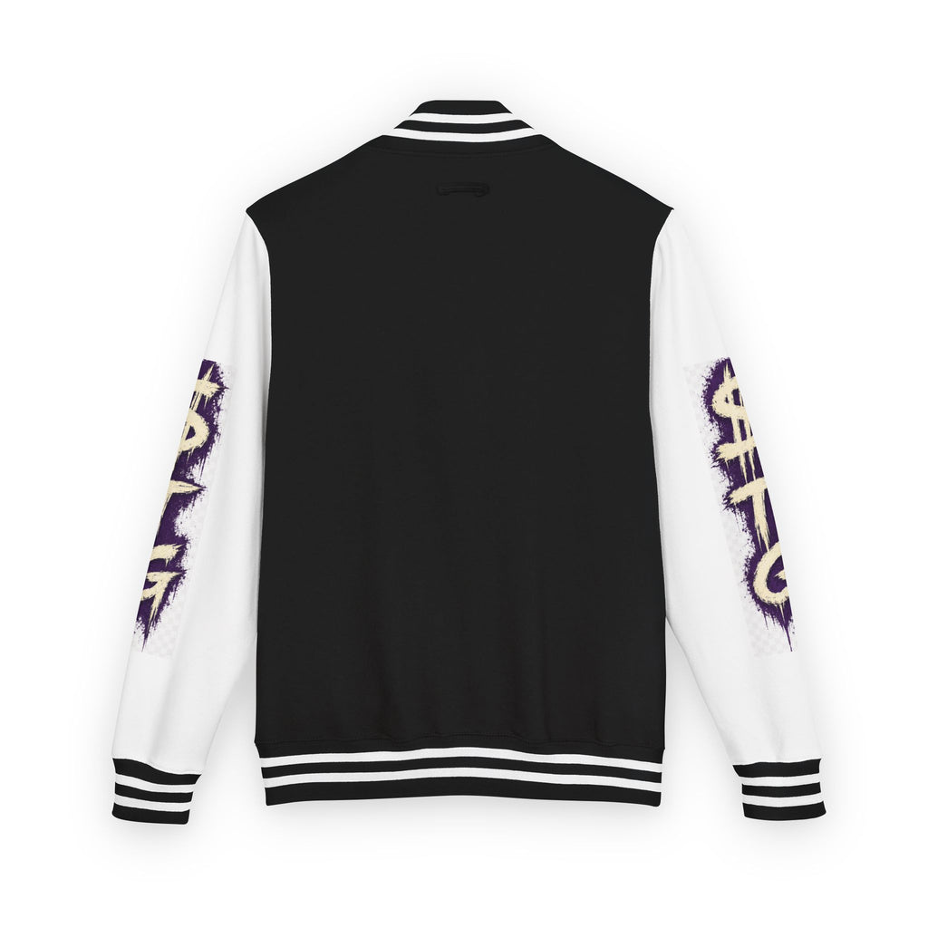 $TG *LIMITED RELEASE* Letterman Jacket — Retro Purple Graffiti Sleeve Varsity Jacket with Pocket Crest