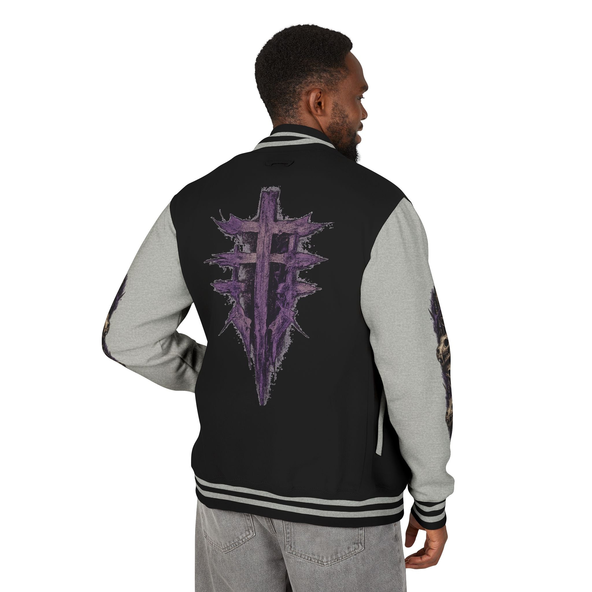$TG Letterman Jacket — Gothic Purple Cross Emblem